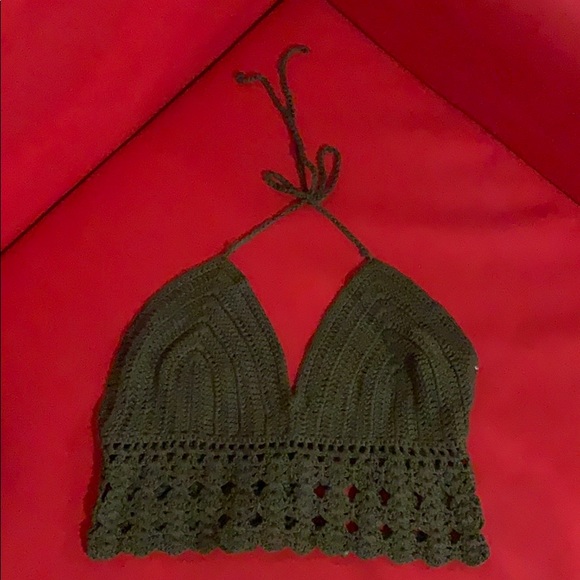 Crocheted Bralette - Moss Green - Picture 1 of 1